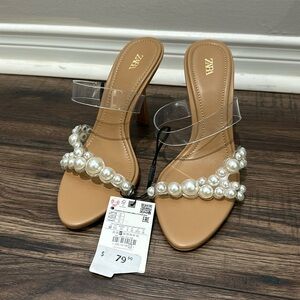 ZARA PEARL HEELS NWT